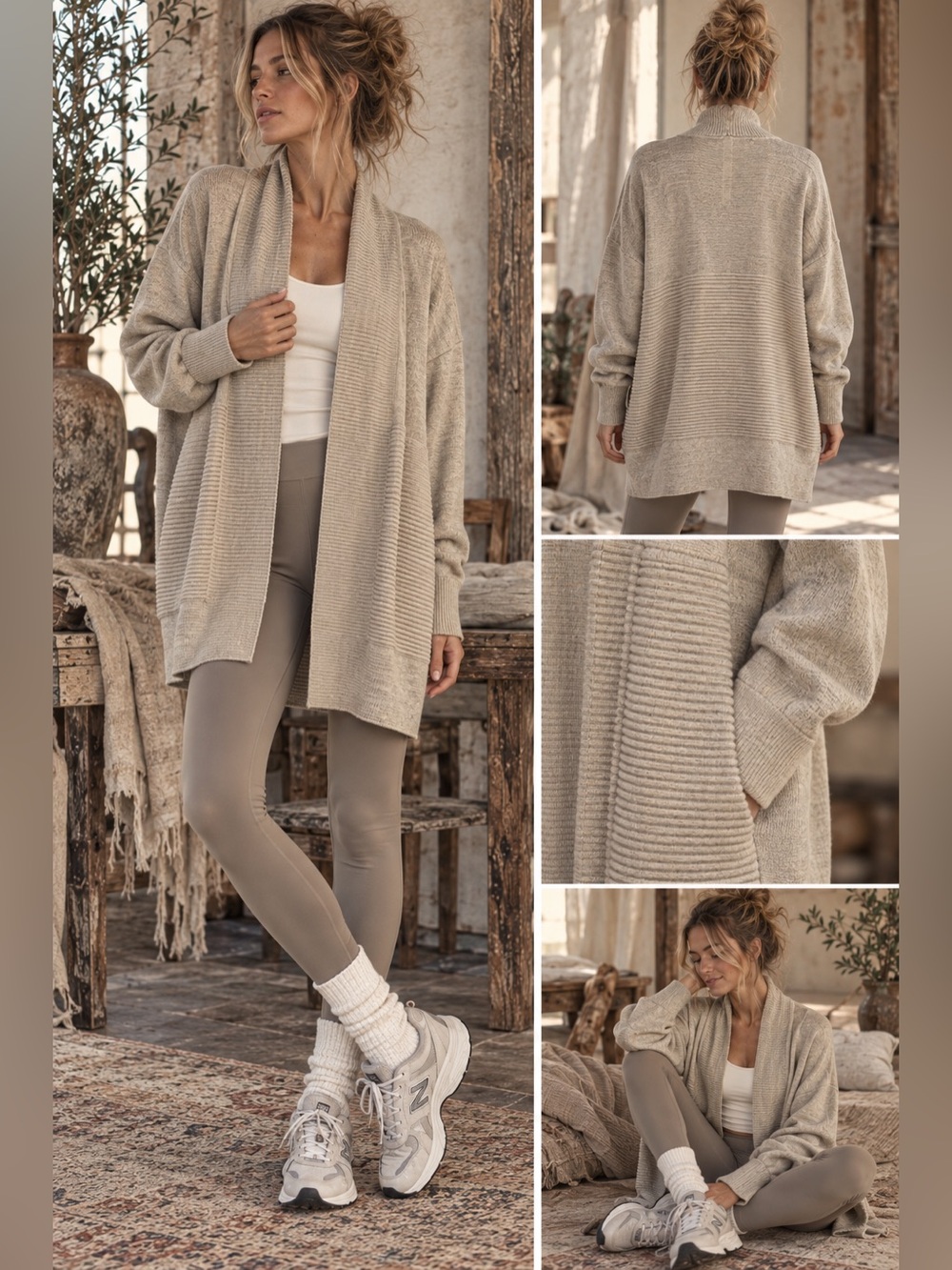 Lululemon Sit In Lotus Wrap II Cardigan Heathered Sandlot Size 4 Merino Wool